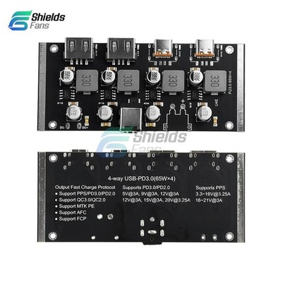 4Way PD65W Fast Charging Module Type-C+USB-A Support PD3.0/2.0 QC3.0/2.0 FCP AFC