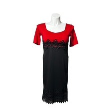 Wei Ye Na Women’s Large Dress Red Short Sleeve Stylish Lace Detail Vintage