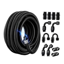 Conductive PTFE Fuel Line Kit,Antistatic E85 Nylon Braided PTFE Fuel Hose 6AN