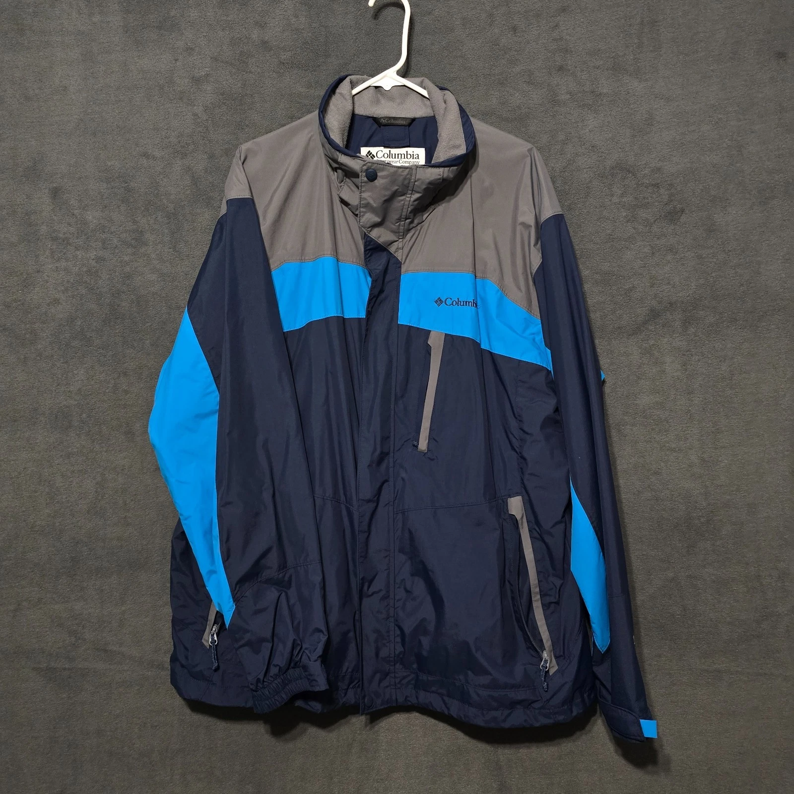 Columbia Whirlibird Interchange Shell Jacket Mens XL Blue Gray Omni-Tech