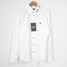24SS Vivienne Westwood MAN Embroidered Classic Shirt, Size 44, White mens USED