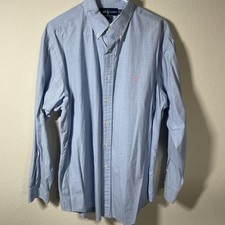 Ralph Lauren Yarmouth 100 Cotton Button Down Shirt Men's Size 16 1/2 34/35 Blue