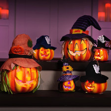 6 Pcs Light up Pumpkins Halloween Decorations Outdoor Indoor Jack O Lanterns Dec