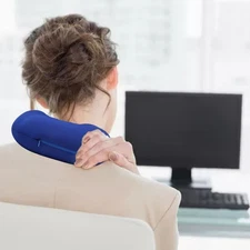 Blue Travel Pillow Memory Foam U Shaped Electric Vibration Message Airplane