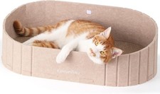 Beige 24 Inch Sofa Shape Cat Scratcher Bed Reversible Detachable Board
