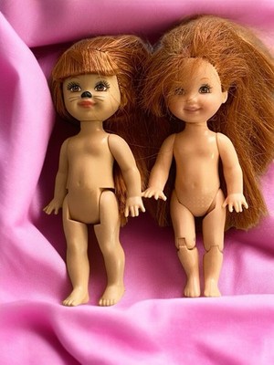 2 Dolls Vtg Kelly barbie sister doll lot 1994 dolls as is Nude Redheads Cat Face