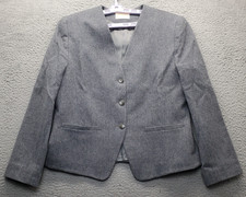 VTG Pendleton Blazer Jacket Womens 12 Gray Virgin Wool Single-Breasted USA EUC