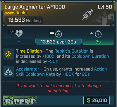 Borderlands 4   Legendary Repkit   Large Augmenter AF1000   Healing   PS PC XBOX