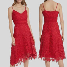 Eliza J Gupiure Lace Asymmetric Midi Dress   Sz 10   $188  *1749