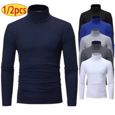 Mens Turtleneck Long Sleeve Shirt - Winter Pullover Sweater for Men