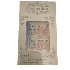 Animal Print Black White Nude Full Cover Press-On Nails Pre-Designed Set