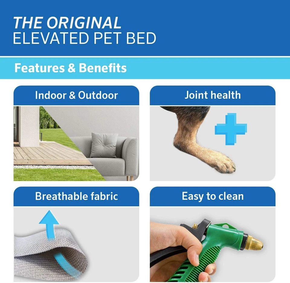 Elevated Dog Bed Pet Hammock Cat Cot Off-the-Ground Cool Beds Heavy-Duty Small  - Image 3 of 4