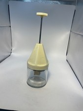 Vintage Gemco Mod Yellow Food Nut Chopper Stainless Steel Blades Glass Jar