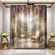 Elegant Bathroom Decor Charming Purple Floral Shower Curtain 72x72 Polyester