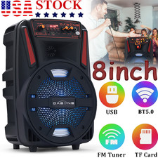 1000W Portable Bluetooth Speaker 8'' Subwoofer Heavy Bass Sound System Party FM