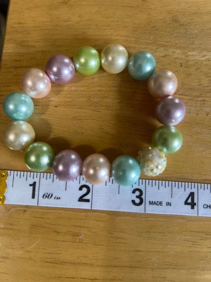 Pulsera elástica con cuentas de perlas pastel evento de regalo único Foto 3 de 4