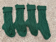 Set Of 4 Knit Dark Green Christmas Stockings