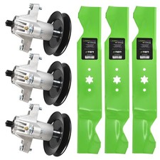 Deck Spindles Notched High Lift Blade Blades Kit For Troy-bilt Xp 54 Mustang