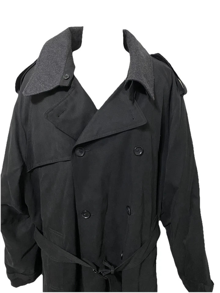 Vintage London Fog Men's Double Breasted Belted Trench Coat 44R Long Black NWT - Image 2 of 4