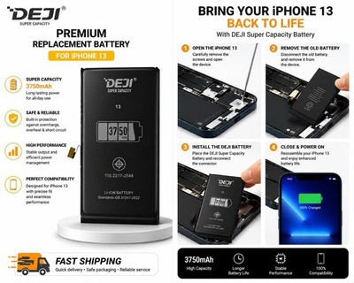 DEJI Battery for iPhone 13 3750mAh High Capacity OEMQuality Replacement New 100%