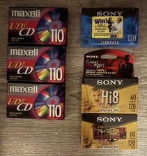 Lot Of 6 SEALED Blank Tapes Sony Hi8 / Standard 8mm / Maxell UD II CD 110