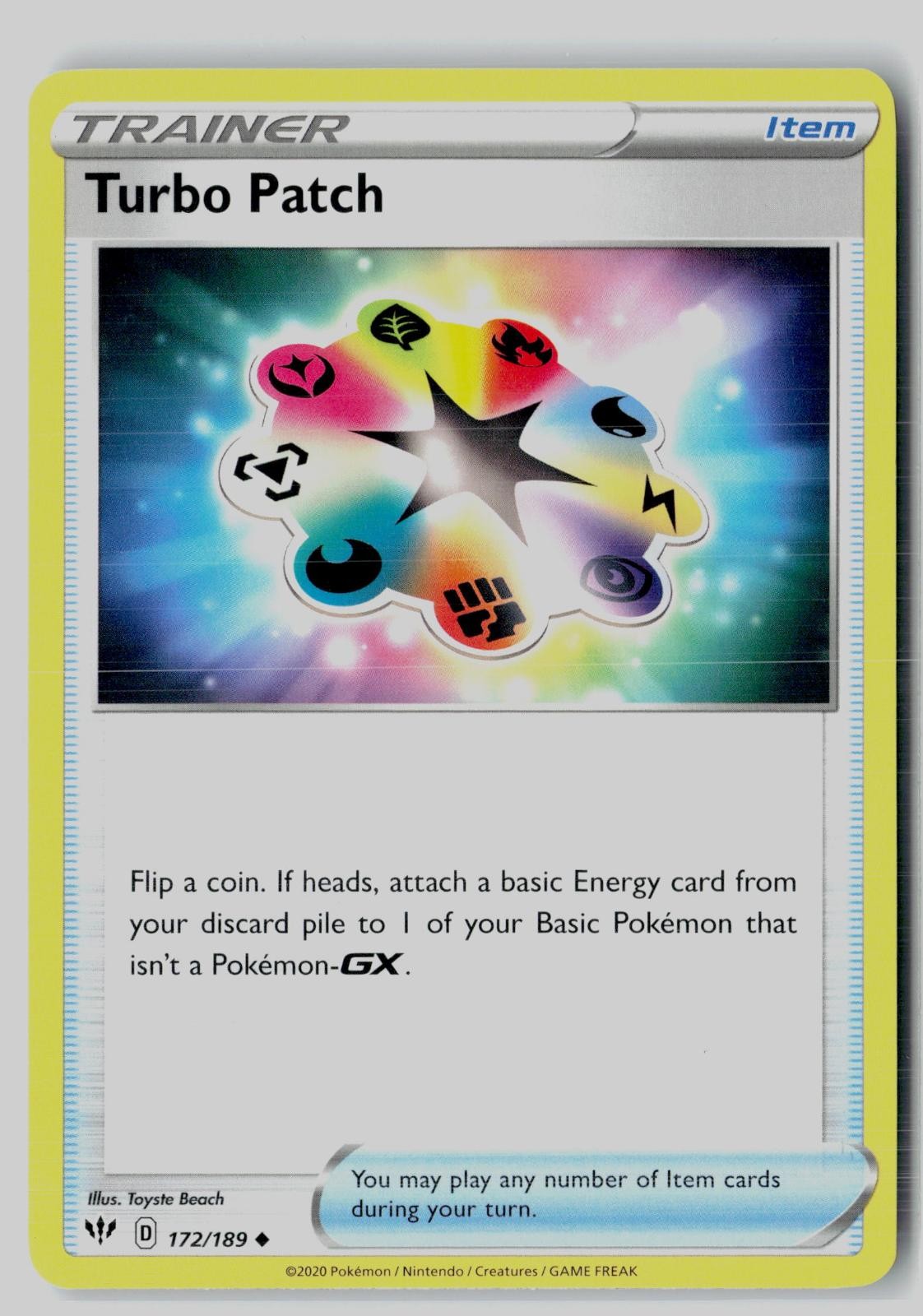 Turbo Patch 172/189 Uncommon Darkness Ablaze Pokemon NM