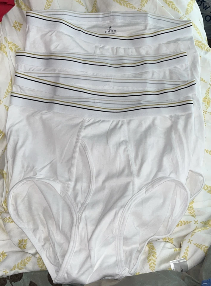 Lot Of 4 Men’s Stafford  Brief Underwear Size  42 White - Image 3 of 4