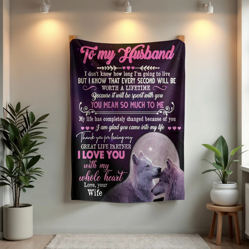 To My Husband Wolf Blanket Gift For Husband From Wife On Birthday Anniversary - Image 4 of 4