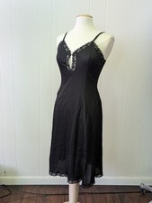 Vintage Black Lace Trimmed Keyhole Neckline Slip