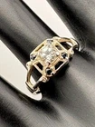 VINTAGE ESPO LIND 925 STERLNG SILVER 5.5MM TOPAZ & BLUE SAPPHIRE RING SIZE 8 666