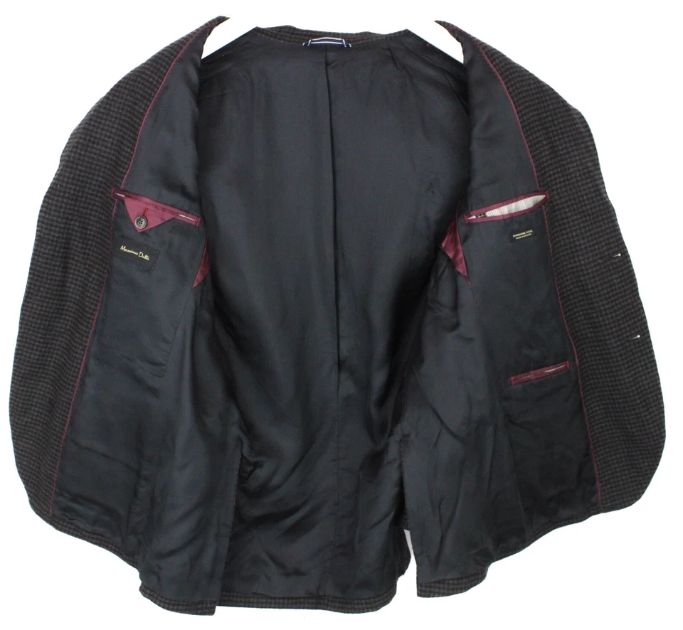 Blazer Massimo Dutti 2003 para hombre EE. UU. 40 lana un solo pecho guinga parches en el codo Foto 4 de 4