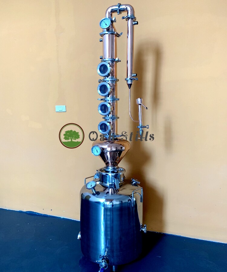 26 Gallon Copper Distiller Moonshine Still with 4" Copper Flute Column&Helmet