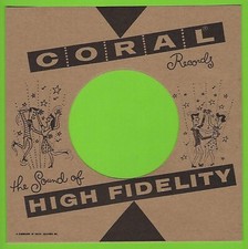 CORAL RECORDS high fidelity REPRODUCTION RECORD COMPANY SLEEVES - pack of 10 