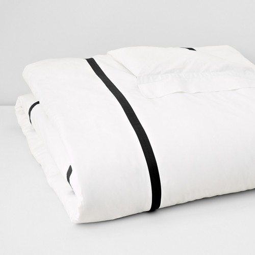 $475+tax MATOUK CLASSIC LOWELL 600TC COTTON PERCALE QUEEN FLAT SHEET WHITE BLACK - Picture 2 of 6