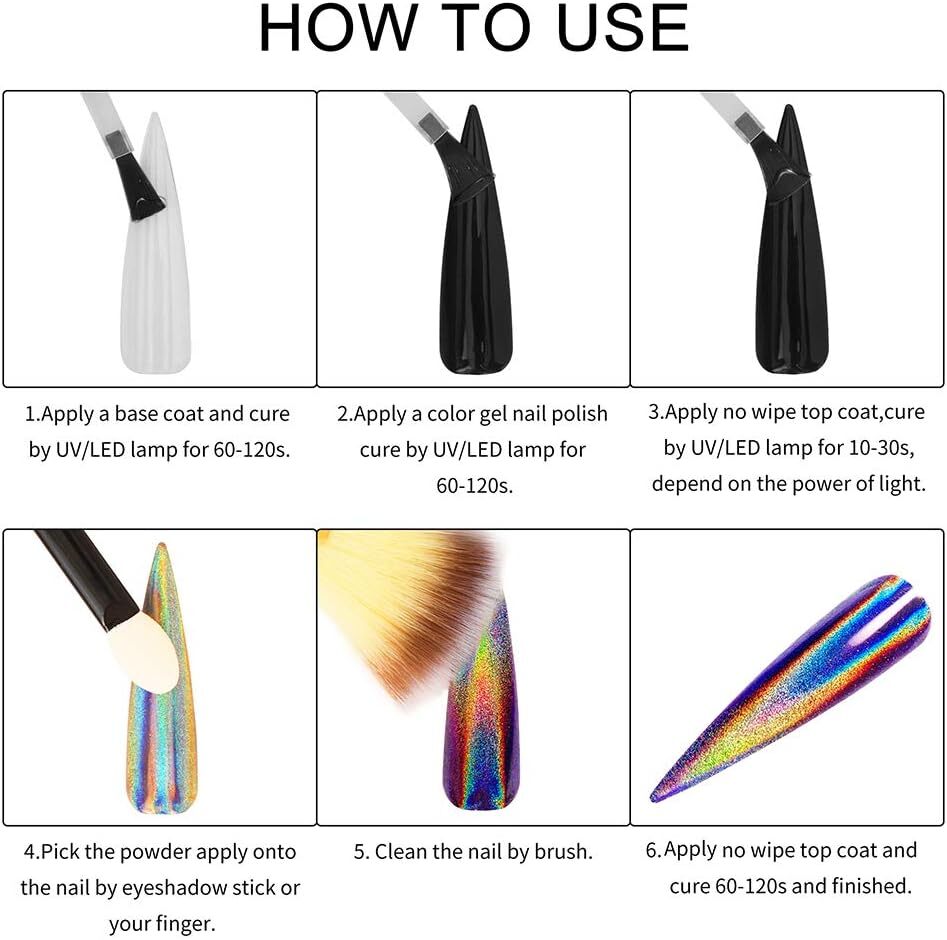 Artdone 16 Jars Chrome Nail Powder Art Glitter Decoration 16jars 