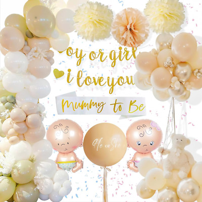 Gender Reveal Party Deko, Baby Shower Deko Geschlecht Offenbaren Ballon Beige We