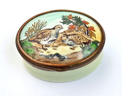 Bilston & Battersea Halcyon Days Emaillen Spiel Vögel Emaille Box