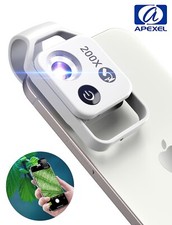 APEXEL 200x Pocket Microscope with CPL Lens LED Light Clip For iPhone/Andriod