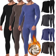 Men's Thermal Underwear Long Johns Top Fleece Lined Base Layer Tops Bottom Set