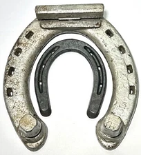 Vintage Pair of Large & Small Hot Forged Steel  Horseshoes-Equestrian-Home Decor