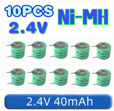 10PCS Ni-MH Rechargeable Battery With 2 Pins/Tabs For Meter Alarm 2.4V 40mAH New