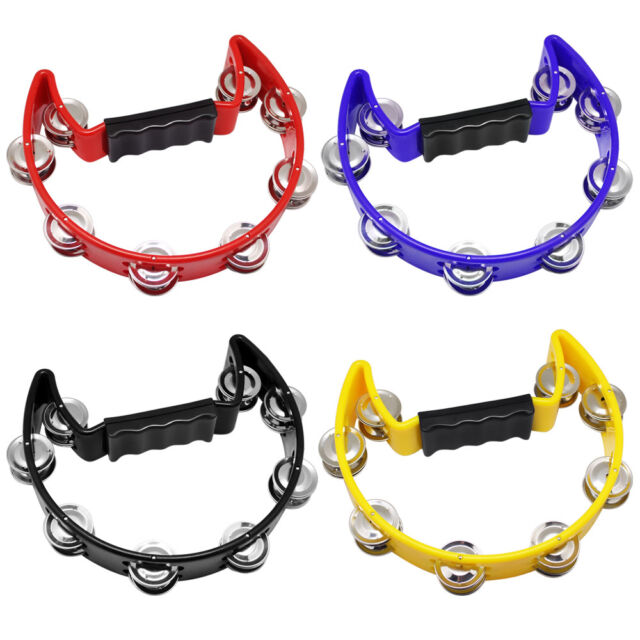 High Quality Single Half Moon Tambourine Instrument 32 Jingles Grip Handle Play High Quality Single Half Moon Tambourine Instrument 32 Jingles Grip Handle Play