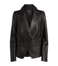 $699 Paige Women 's, Leather Aventura Blazer, Black, Xs