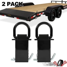 2Pcs Black Adjustable Trailer Stake Pocket Heavy Duty D-Ring For Standard 2"x4"