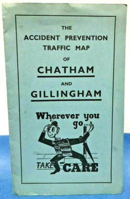 Unfallverhütung Verkehrskarte Chatham Gillingham lokale Geschäftsanzeigen 1953