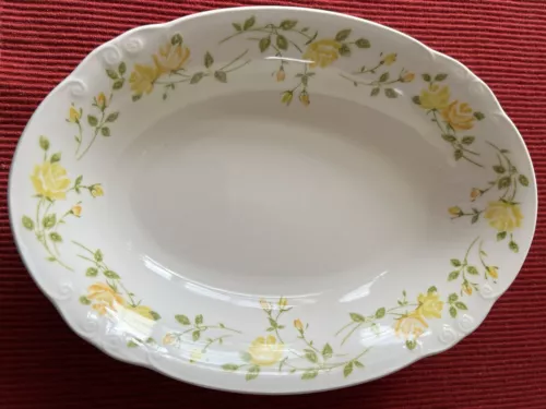 NIKKO JONQUIL 9 1/2" Oval Serving Bowl Yellow Flowers