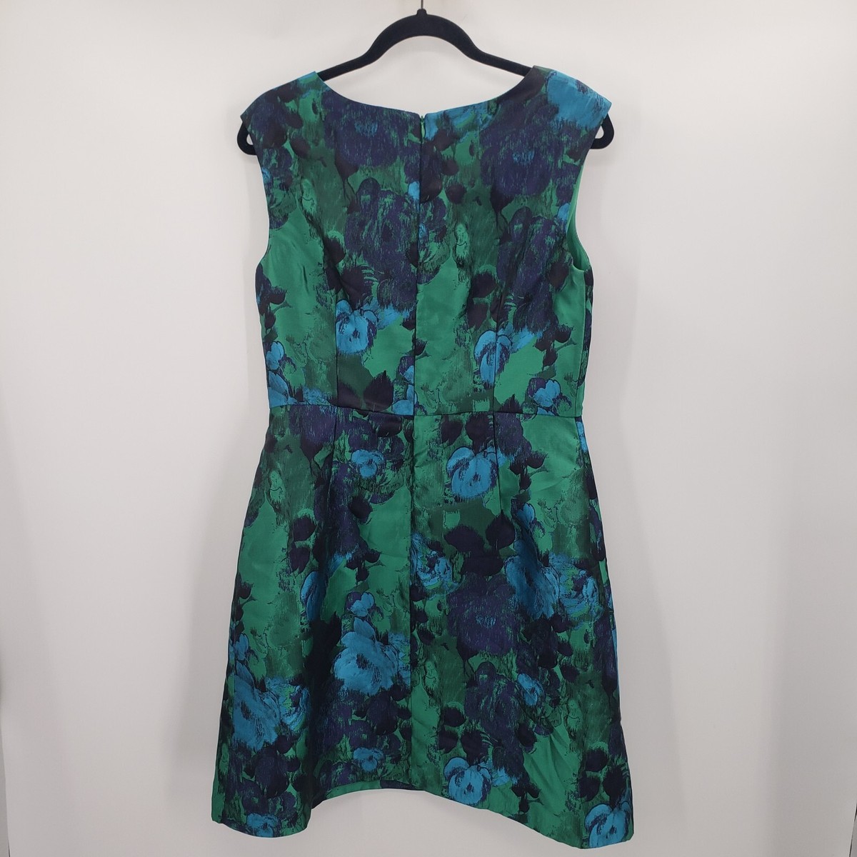 SD Collection 10 Floral Dress Cocktail Party Green Blue Sleeveless Fit Flare