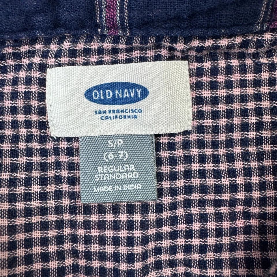 Vestido Camisa Xadrez Old Navy Meninas Manga Longa Botão Bolsos Frontais Casual - Imagem 3 de 4