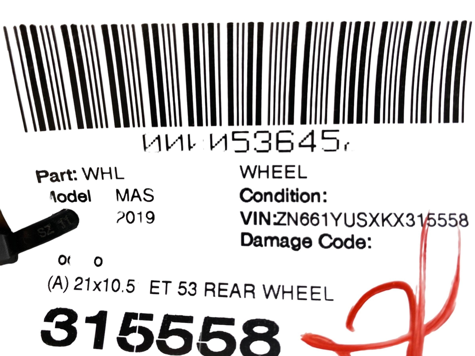 2017-2024 MASERATI LEVANTE (A) 21x10.5' ET 53 REAR WHEEL RIM *GOUGE/SCRATCHES*