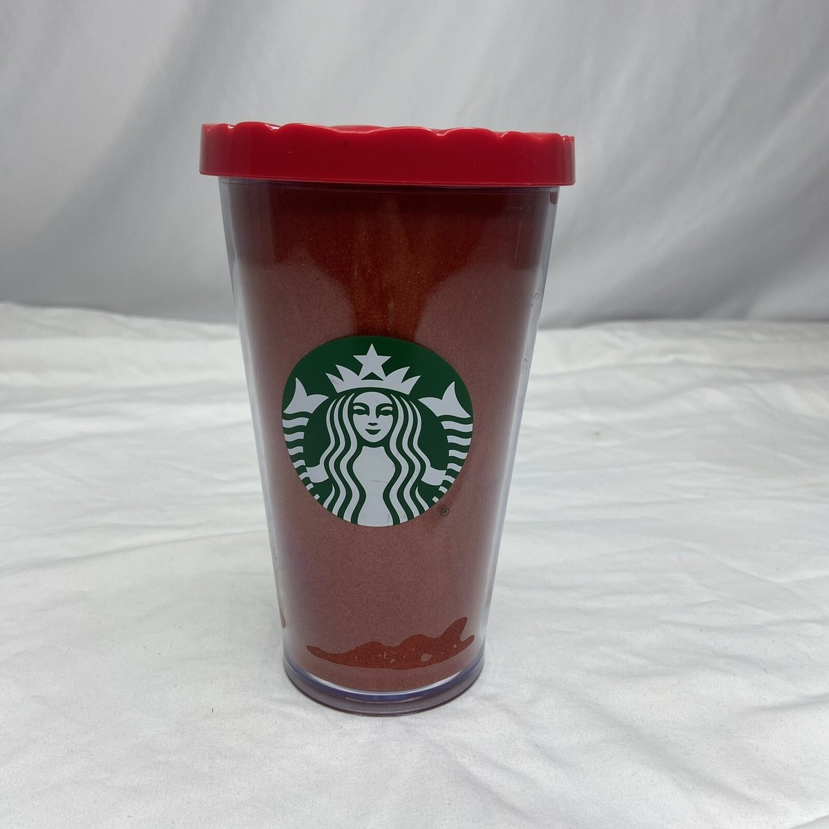 Starbucks 16 oz Red Glitter Christmas Holiday Cold Cup Tumbler 2018 Green  Straw
